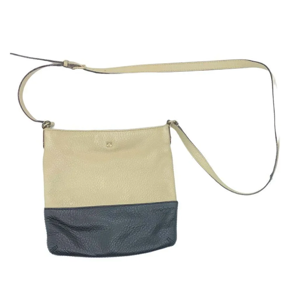 KATE Spade Crossbody Bag Black Beige Colorblock Pebble Leather Southport